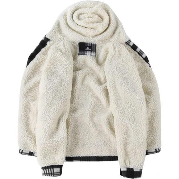 Men's Flannel Shirt Jacket Fleece Sherpa Lined Plaid Jackets Coat Full - Picture 3 of 6